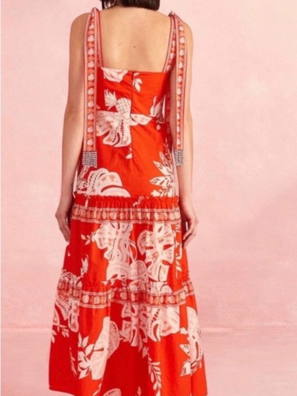 Farm Rio Red Lace Monsteras Midi Dress - Picture 2 of 13